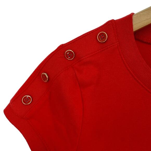 Talbots Women's Red Orange Stretch Weekend Tee Button-Shoulder Top Size Large P - Picture 4 of 4